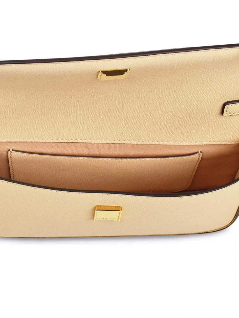 Tory Burch Leather Flap Shoulder Bag Beige Buff Gold Hardware Crossbody NWT $375